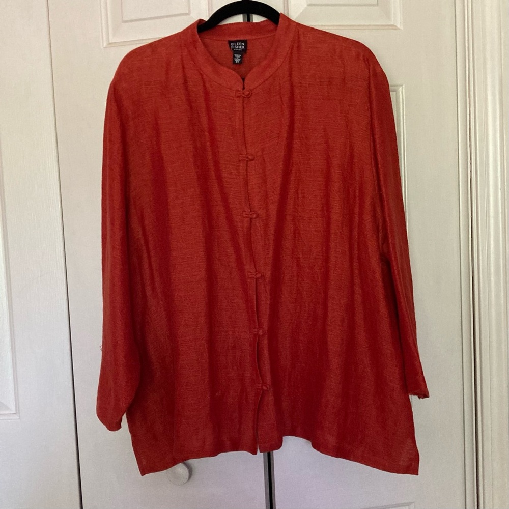 Eileen Fisher Cinnamon-colored Linen/Cotton Top
